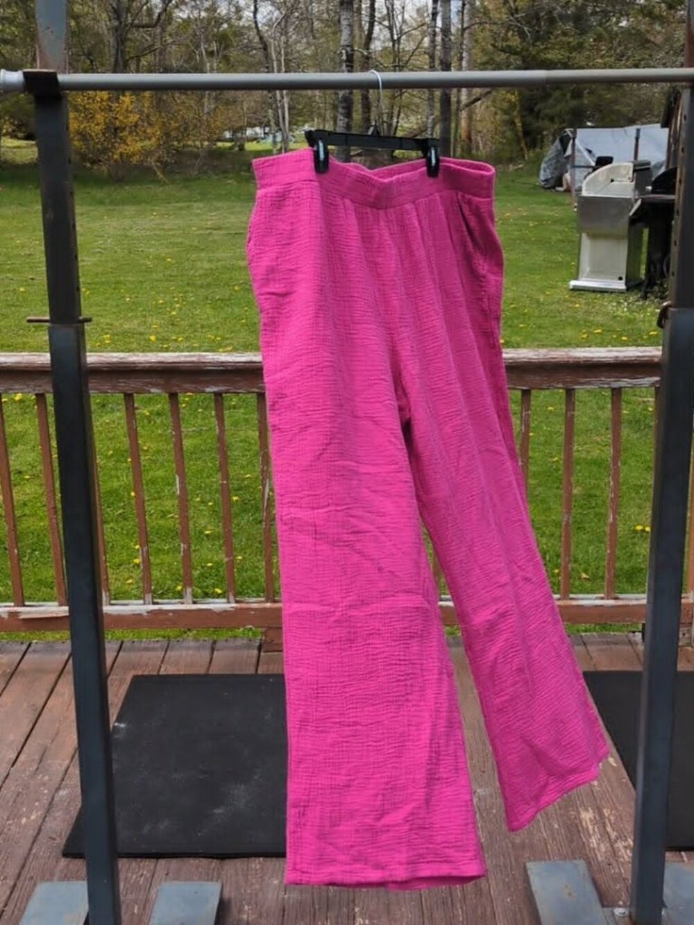 Belle Kim Gravel Sz 1X Gauze Casual Sweat Pants Fuscia Hot Pink Cotton Barbiecor